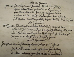 Transkription Kurrent und Neuerstellung einer Lateinischen Urkunde aus dem Jahre 1721